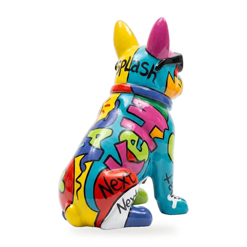 Casa Padrino Deko Skulptur Hund Bulldogge Bunt H. 80 cm - Garten Deko Figur
