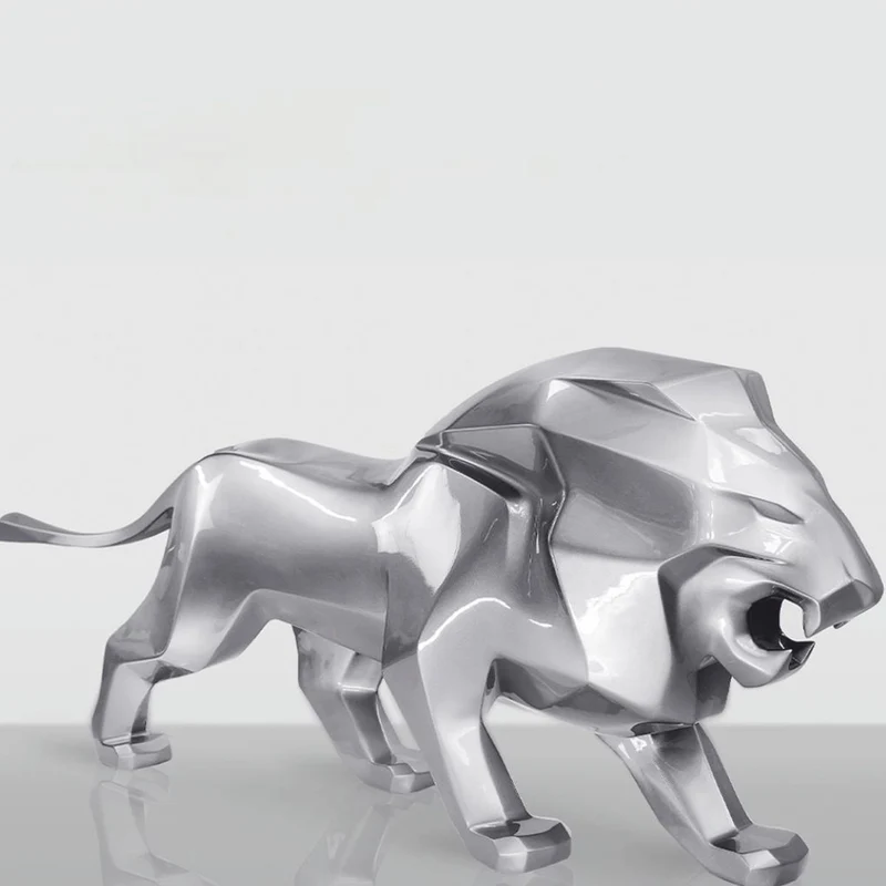 Casa Padrino XXL Deko Skulptur Löwe Silber 290 cm - Abstrakte Tierfigur