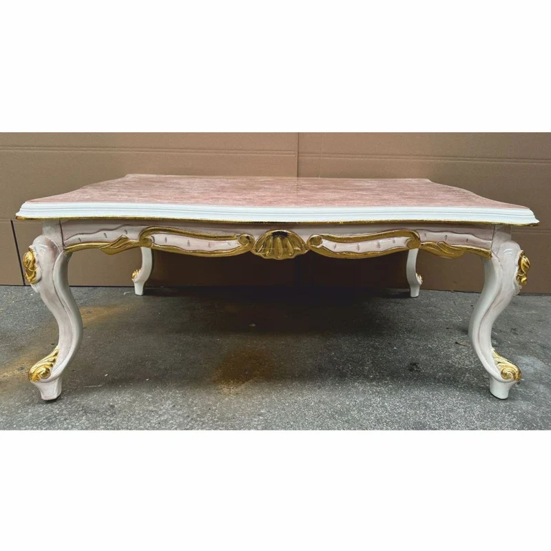 Casa Padrino Luxus Barock Couchtisch Weiß / Braun / Gold 120 cm - Barock Wohnzimmer Möbel