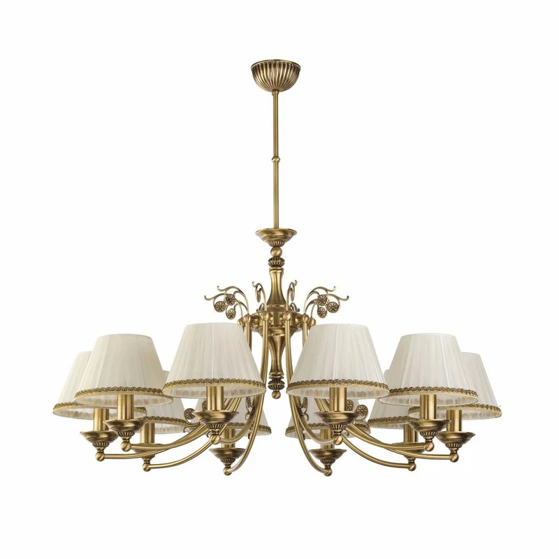 Casa Padrino Luxus Barock Kronleuchter Messing mit Patina / Creme Ø 83 x H. 70 cm