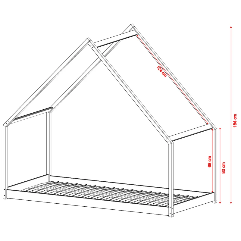 Lit cabane 90x200 sommier inclus Louisa Blanc