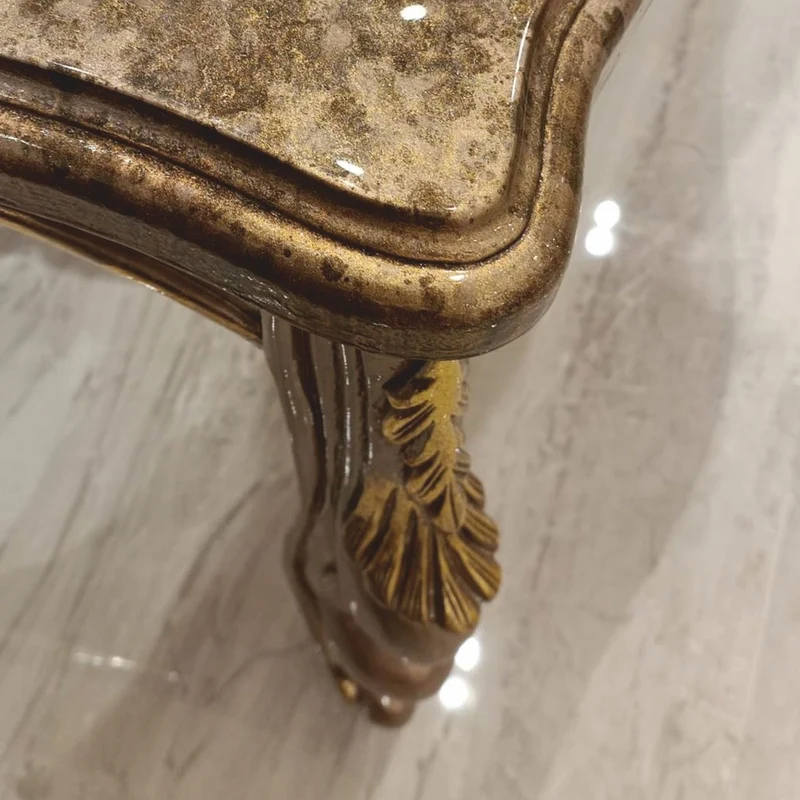 Casa Padrino Luxus Barock Couchtisch Grau / Gold 123 cm - Barockstil Wohnzimmer Möbel