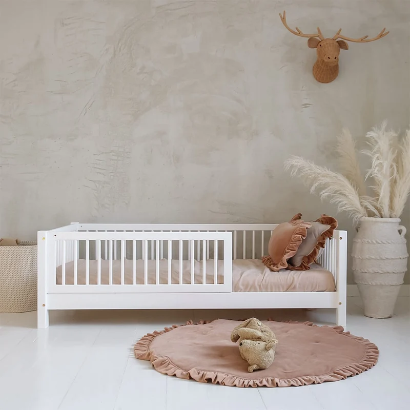 Lit 90x190 barrière et sommier inclus pieds 10 cm Sybil Blanc