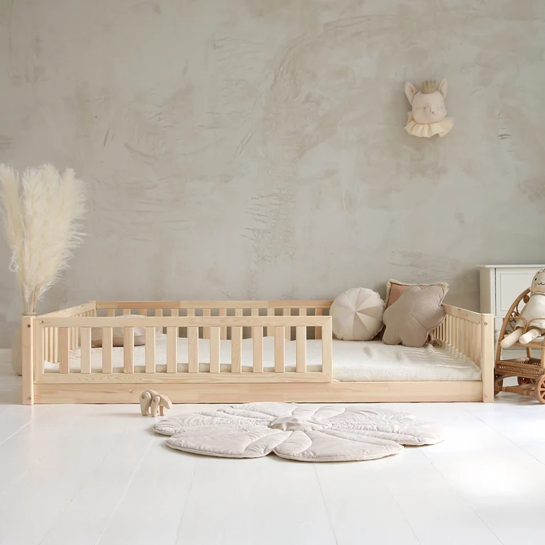 Lit 140x190 barrière et sommier inclus pieds 1 cm Agnès Bois