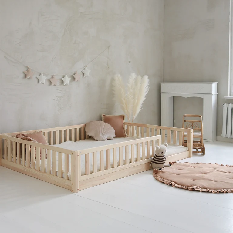 Lit 140x190 barrière et sommier inclus pieds 1 cm Agnès Bois