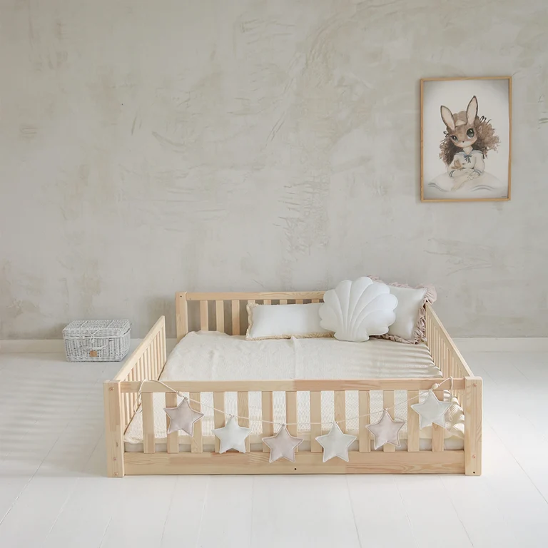 Lit 140x190 barrière et sommier inclus pieds 1 cm Agnès Bois