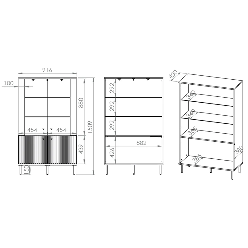 Vaisselier 4 portes LED Nova Cachemire