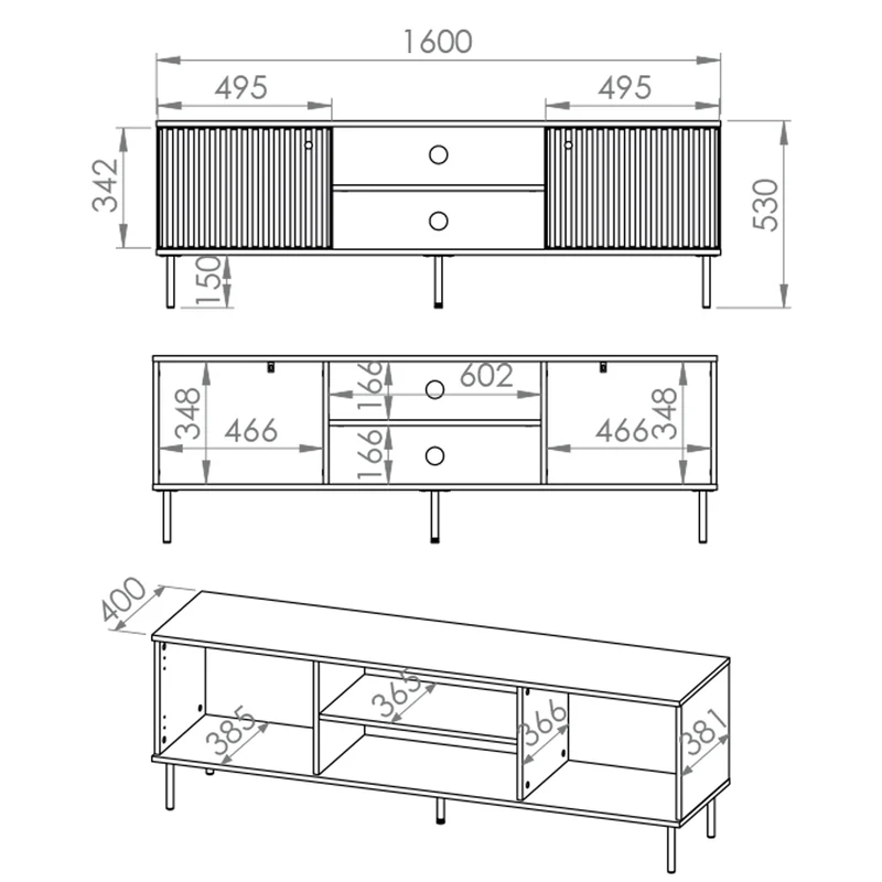 Meuble TV 2 portes 160 cm Nova Cachemire