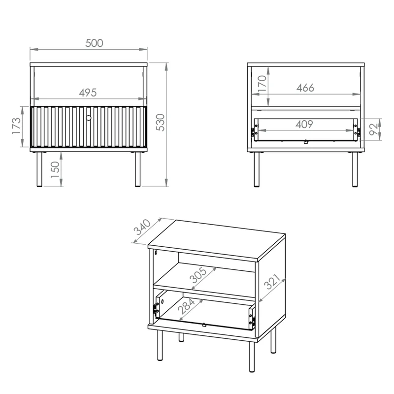 Chevet 1 tiroir Nova Cachemire