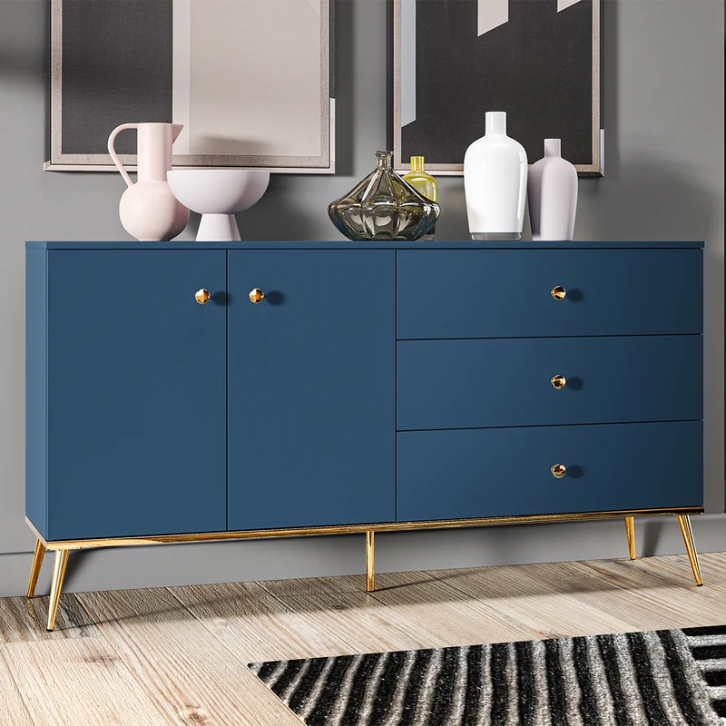 Buffet 2 portes 3 tiroirs Thalia Bleu