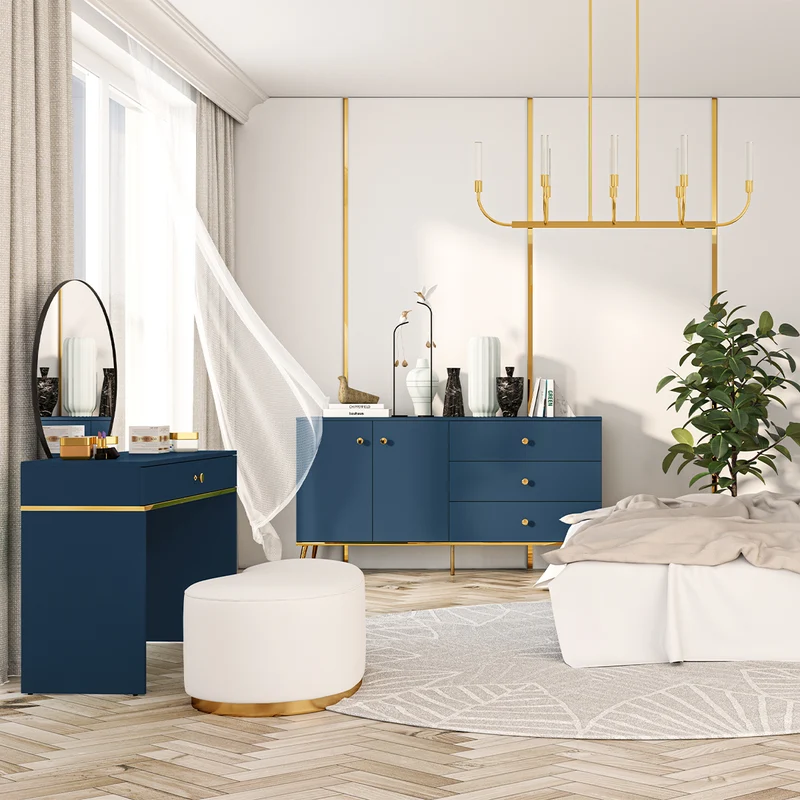 Buffet 2 portes 3 tiroirs Thalia Bleu