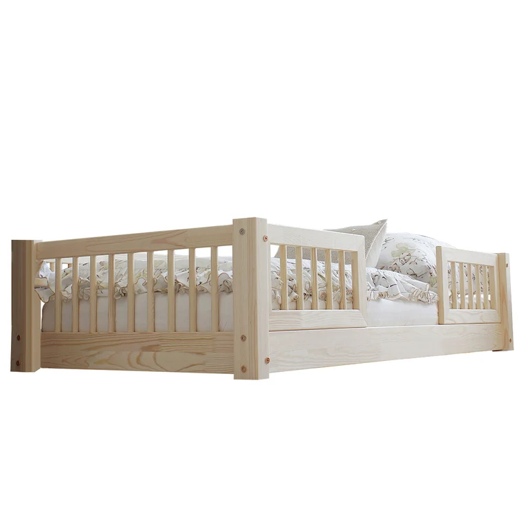Lit 90x190 barrières et sommier inclus pieds 1 cm Adèle Bois
