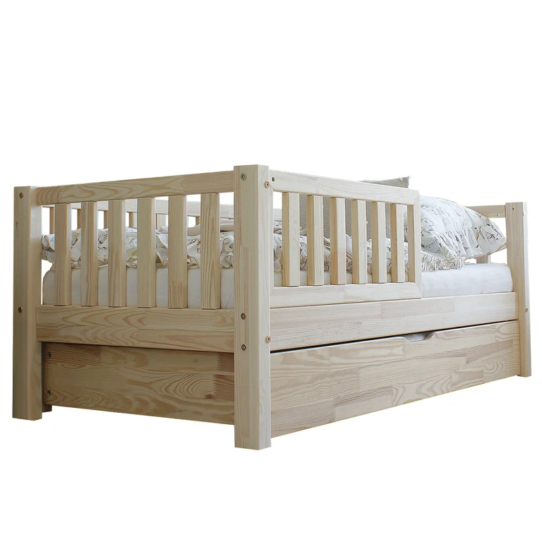 Lit 90x190 barrière sommier et tiroir inclus Agnès Bois