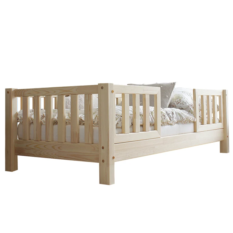 Lit 90x200 barrières et sommier inclus pieds 10 cm Agnès Bois