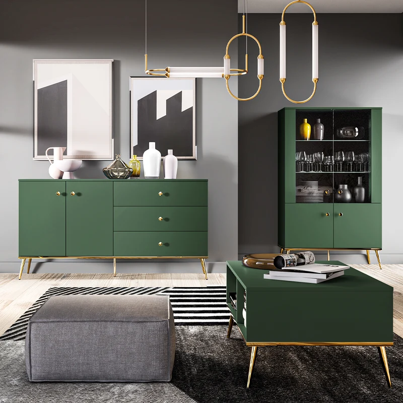 Buffet 2 portes 3 tiroirs Thalia Vert