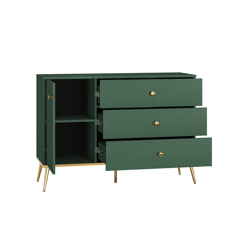 Buffet 1 porte 3 tiroirs Thalia Vert
