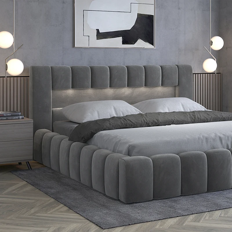 Lit coffre 160x200 sommier inclus Auria Velours Gris