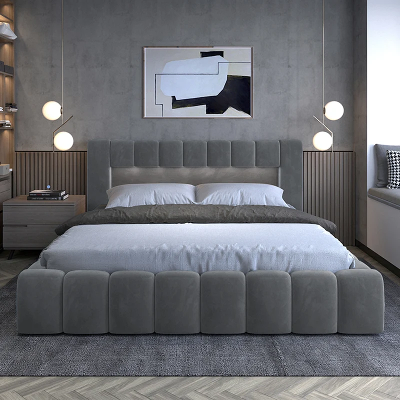 Lit coffre 160x200 sommier inclus Auria Velours Gris