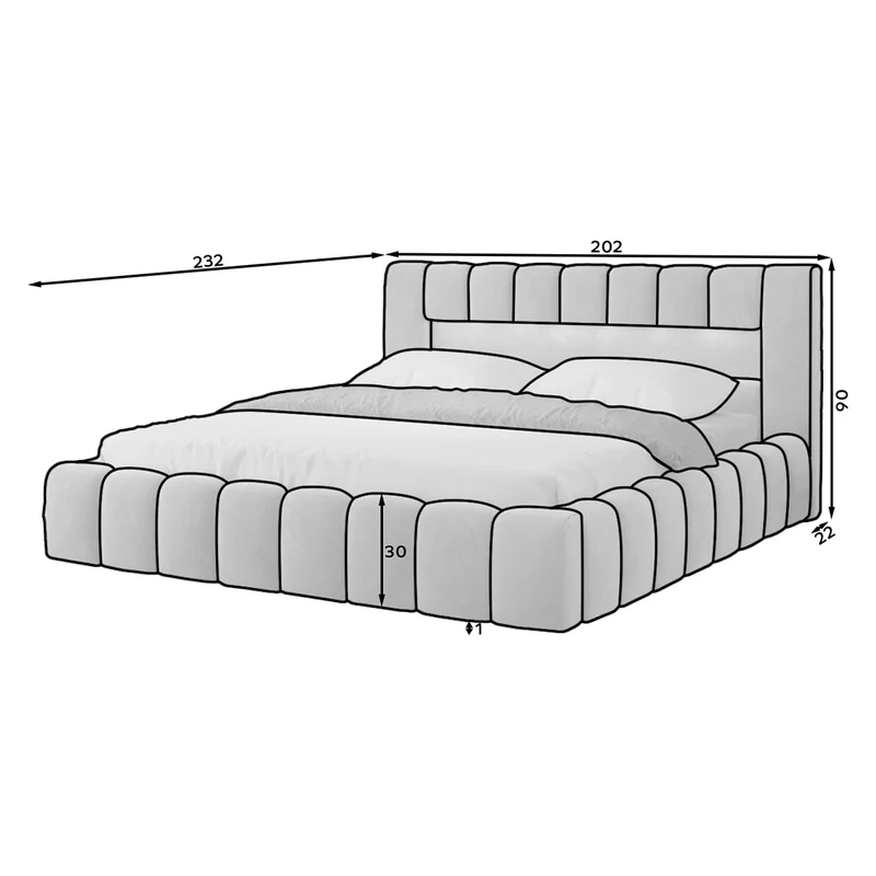 Lit coffre 180x200 sommier inclus Auria Velours Gris