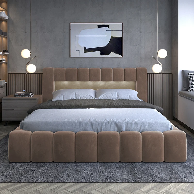 Lit coffre 180x200 sommier inclus Auria Velours Marron
