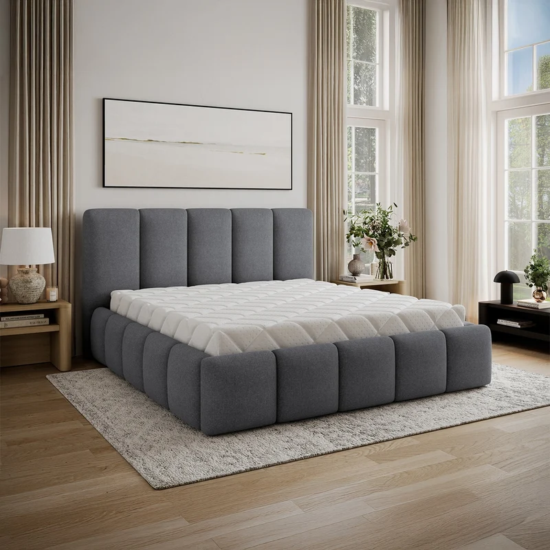 Lit coffre 160x200 sommier inclus Klaus Gris