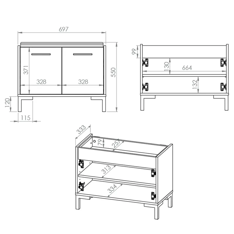 Meuble entrée porte-manteau et banc à chaussures 2 portes Liora Bois