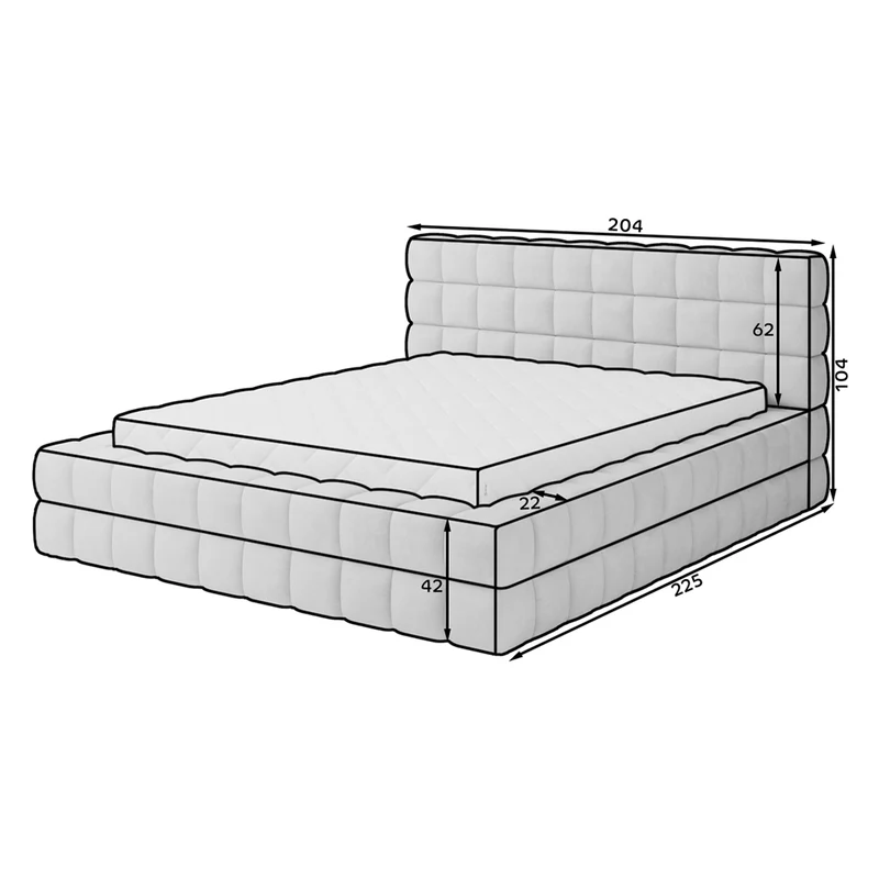 Lit coffre 160x200 sommier inclus Cloud tissu bouclette Gris