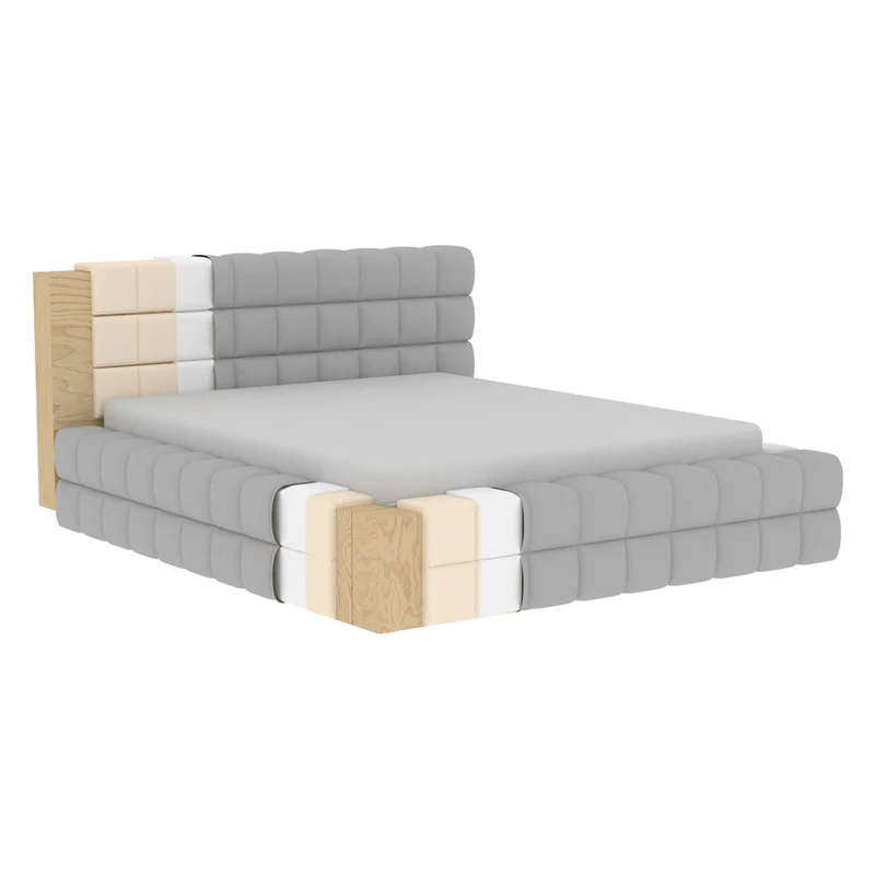 Lit coffre 180x200 sommier inclus Cloud tissu bouclette Blanc