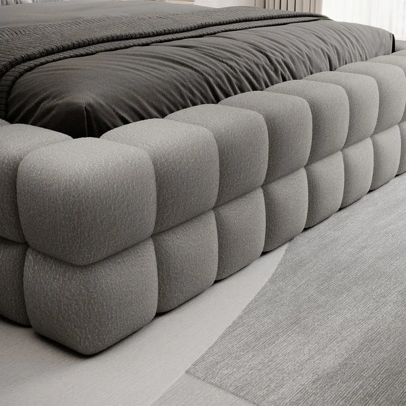Lit coffre 180x200 sommier inclus Cloud tissu bouclette Gris