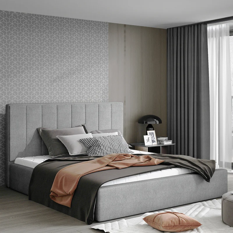 Lit coffre 160x200 sommier inclus Brook Gris