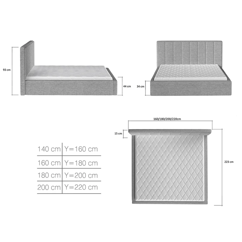 Lit coffre 180x200 sommier inclus Brook Gris