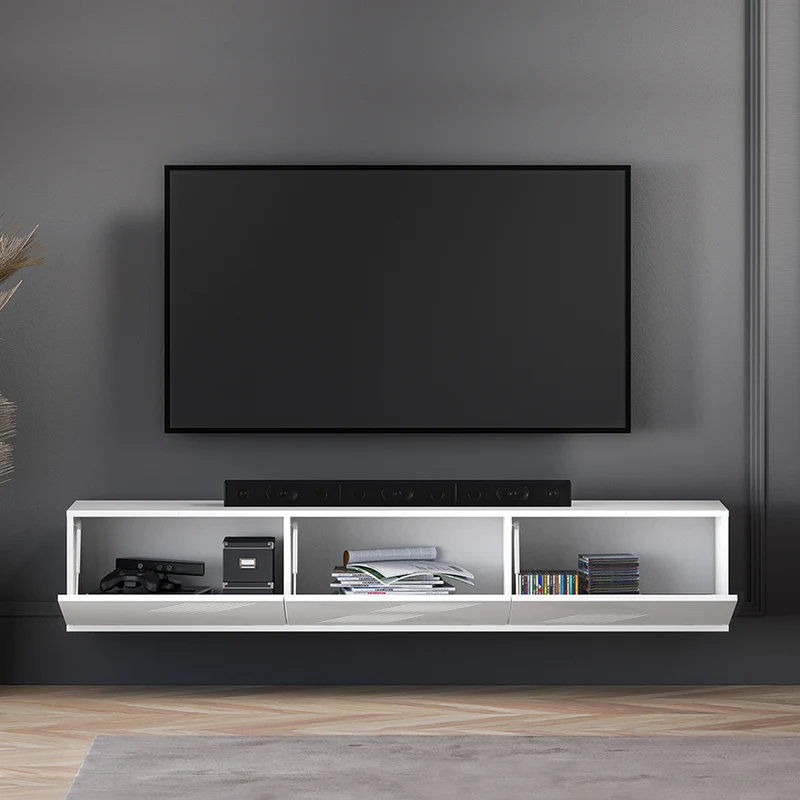Meuble TV mural 3 portes 170 cm Aura Blanc