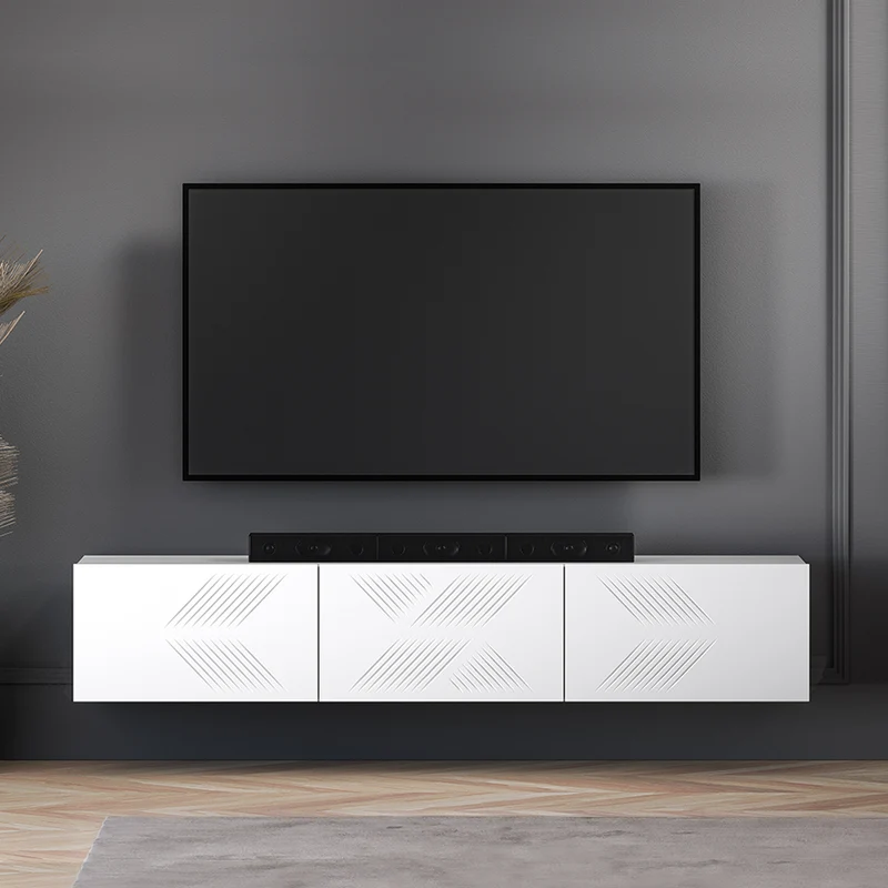 Meuble TV mural 3 portes 170 cm Aura Blanc