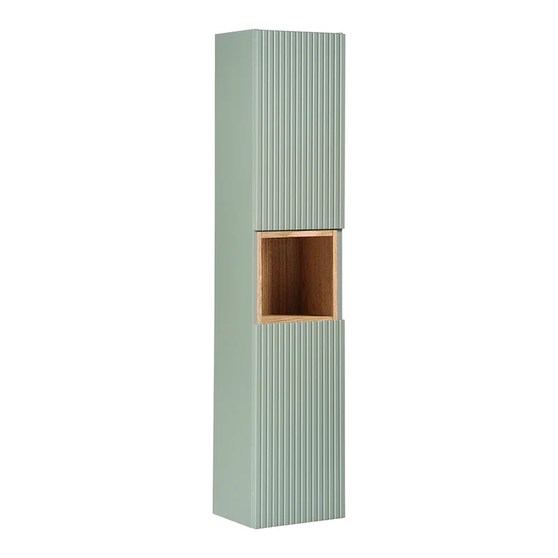 Colonne murale 2 portes 1 niche Jade Vert et Bois