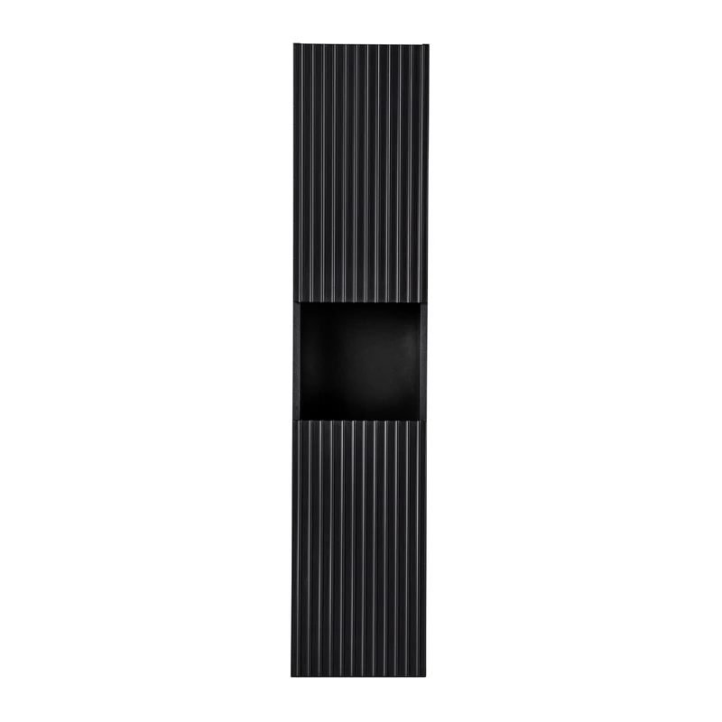 Colonne murale 2 portes 1 niche Riva Noir et Bois