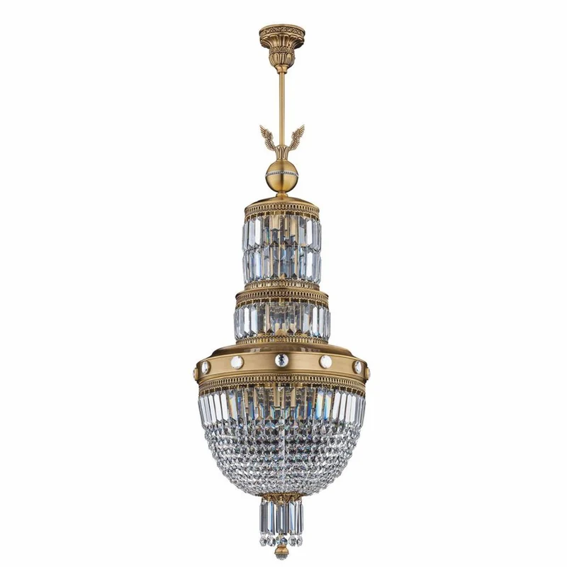 Casa Padrino Luxus Barock Kristall Kronleuchter Messing mit Patina Ø 40 x H. 120 cm