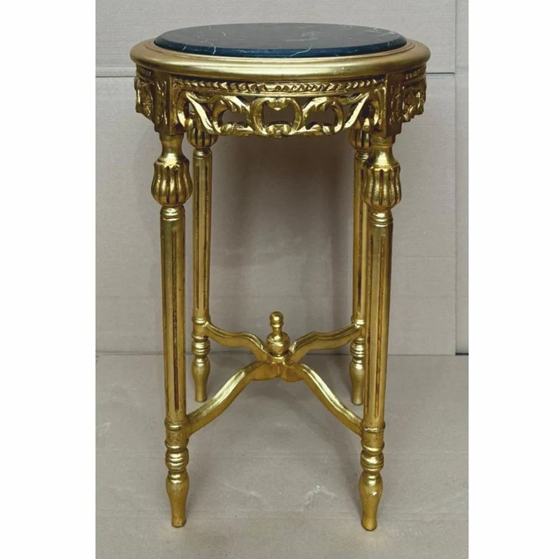 Casa Padrino Barock Beistelltisch Gold / Schwarz Ø 45 x H. 72 cm - Barock Möbel