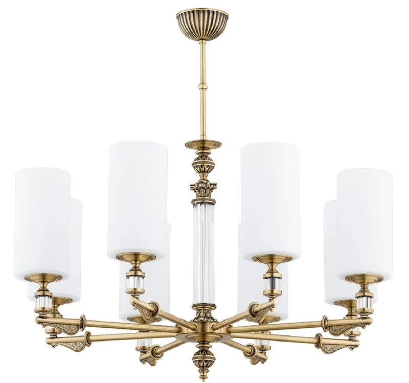 Casa Padrino Luxus Barock Kronleuchter Messing mit Patina / Weiß Ø 69 x H. 70 cm