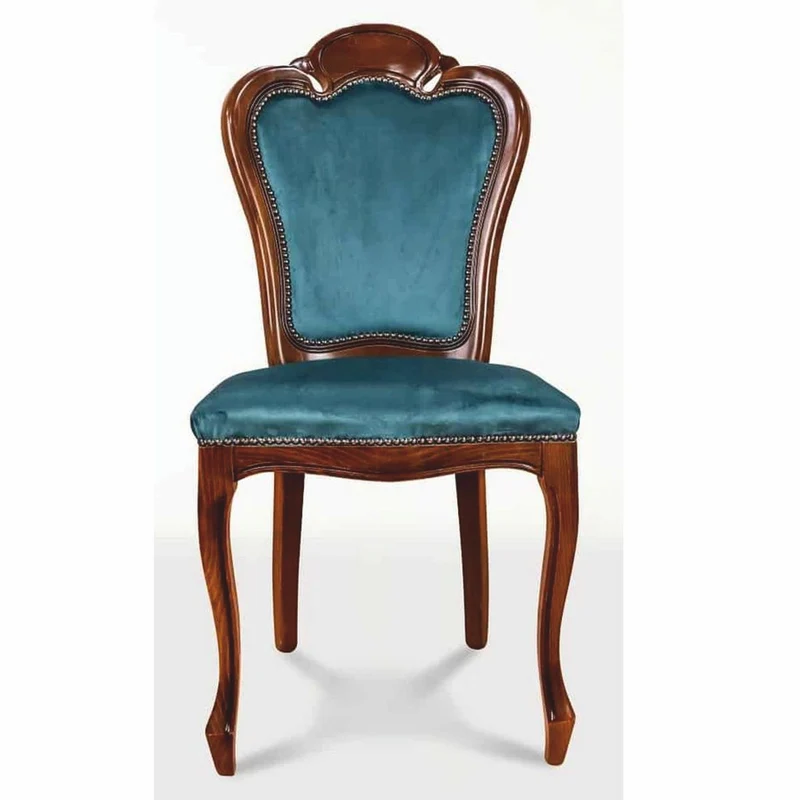 Casa Padrino Luxus Barock Esszimmer Stuhl Blau / Braun - Barock Möbel