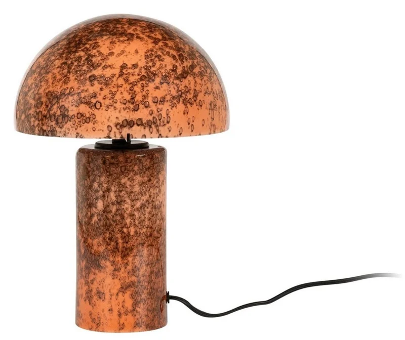 Casa Padrino Luxus Glas Tischleuchte Orange / Braun H. 36 cm - Runde Schreibtischleuchte