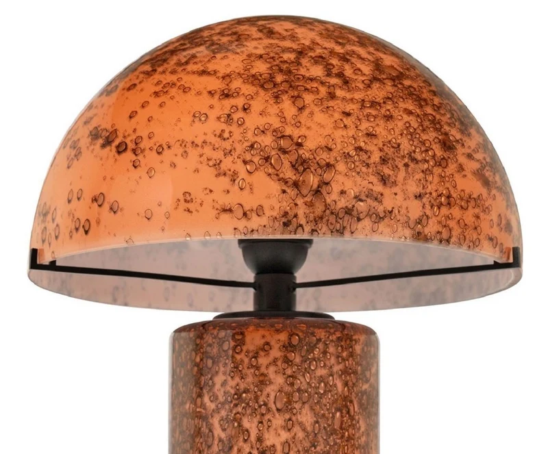 Casa Padrino Luxus Glas Tischleuchte Orange / Braun H. 36 cm - Runde Schreibtischleuchte