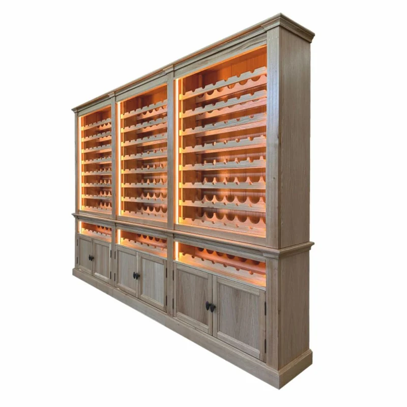 Casa Padrino Landhausstil Weinschrank Grau / Braun 300 cm - Landhausstil Bar Möbel
