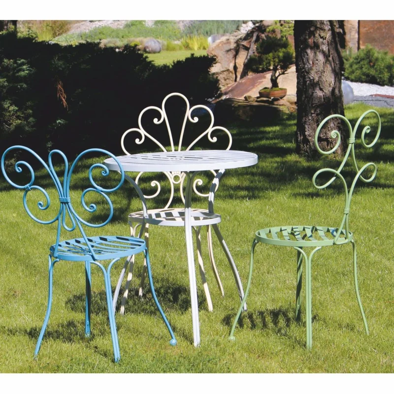 Casa Padrino Jugendstil Gartenstuhl Hellblau H. 91 cm - Jugendstil Garten Möbel
