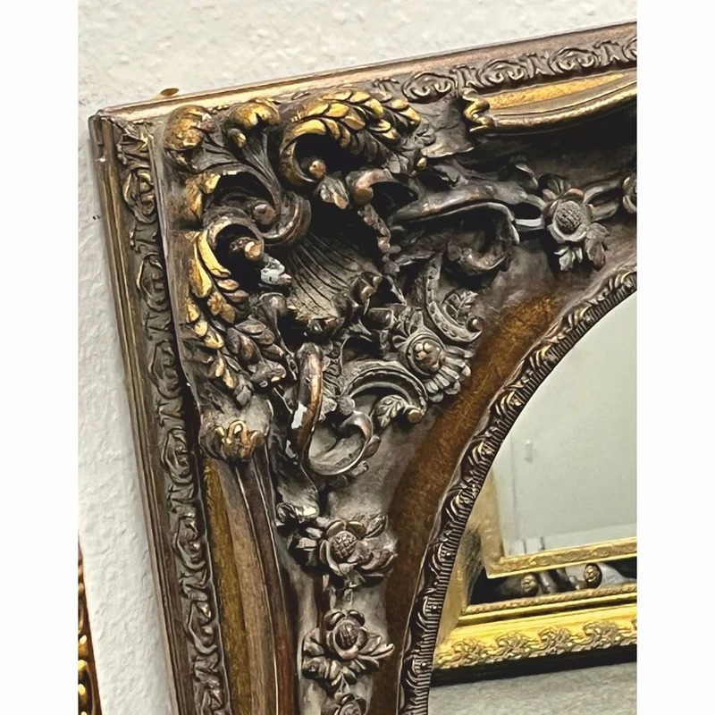Casa Padrino Barock Spiegel Antik Gold / Grau H. 88 cm - Barockstil Möbel