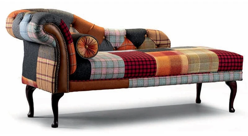 Casa Padrino Luxus Chesterfield Chaiselongue Bunt / Braun / Dunkelbraun 165 cm - Chesterfield Möbel