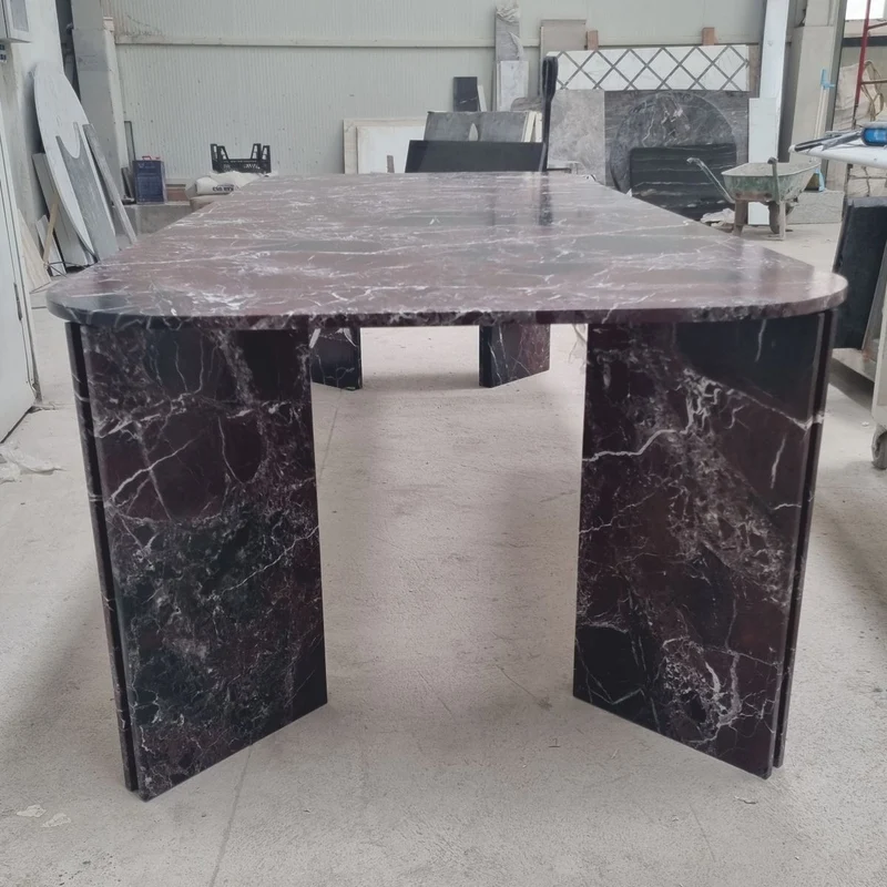 Casa Padrino Luxus Marmor Esstisch Rot / Schwarz / Weiß 250 cm - Luxus Marmor Möbel