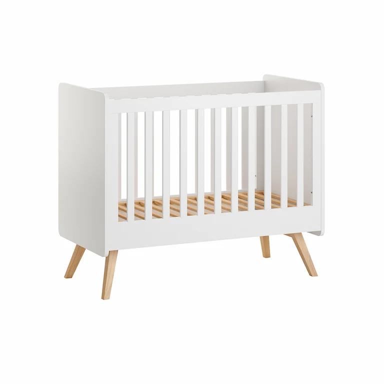 Lit bébé 60x120 et commode 3 tiroirs Vox Vintage Blanc et Bois