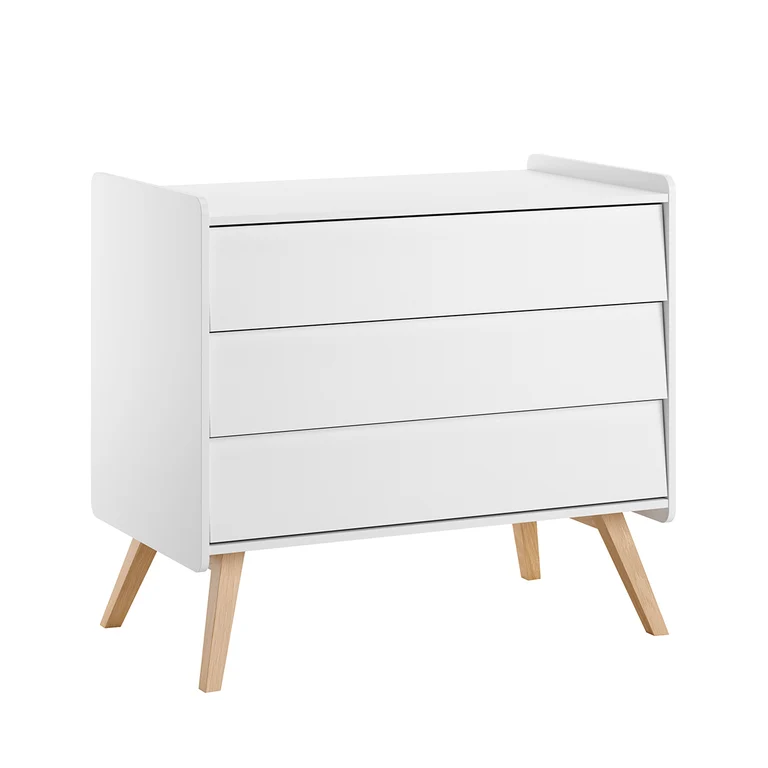 Lit bébé 60x120 et commode 3 tiroirs Vox Vintage Blanc et Bois