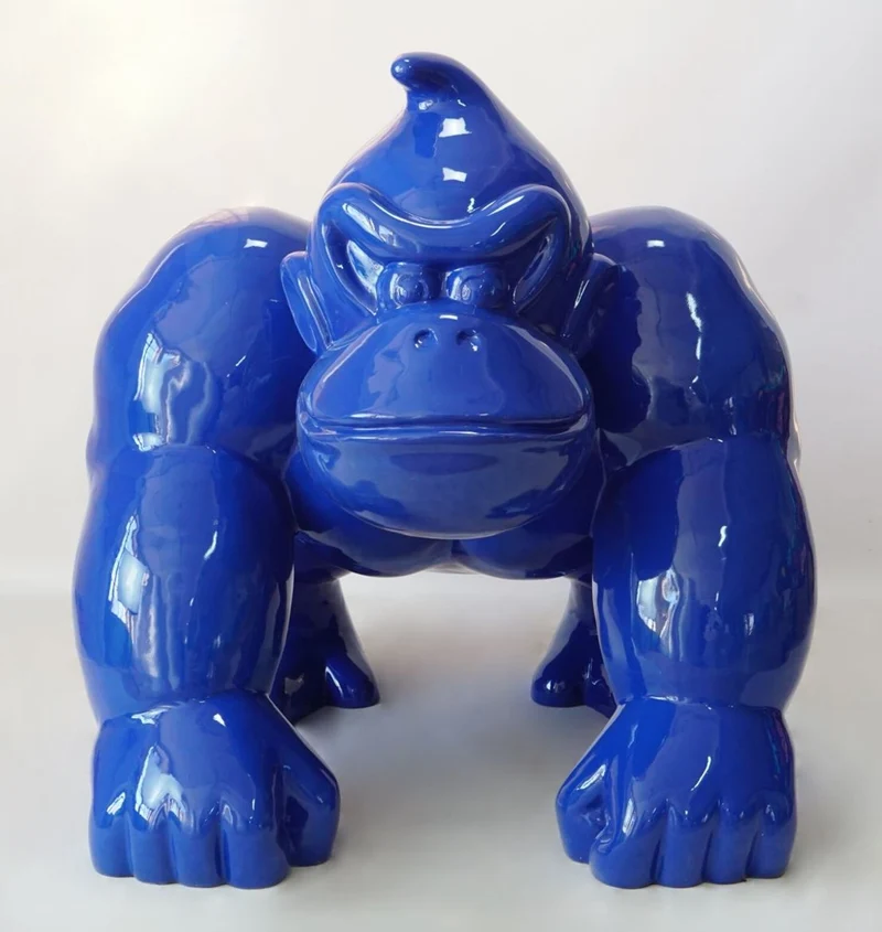 Casa Padrino XXL Deko Skulptur Gorilla Affe Blau H. 104 cm - XXL Deko Figur