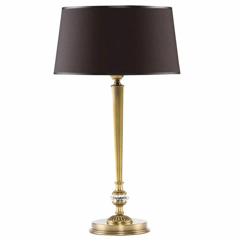 Casa Padrino Luxus Barock Kristall Tischleuchte Messing mit Patina / Dunkelbraun H. 60 cm